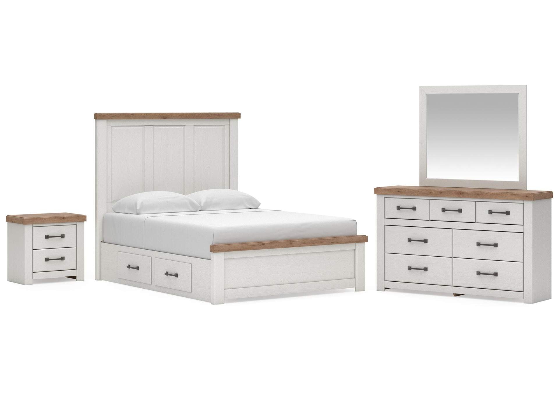 Savonport Queen Panel Bed with Storage. Dresser, Mirror and Nightstand