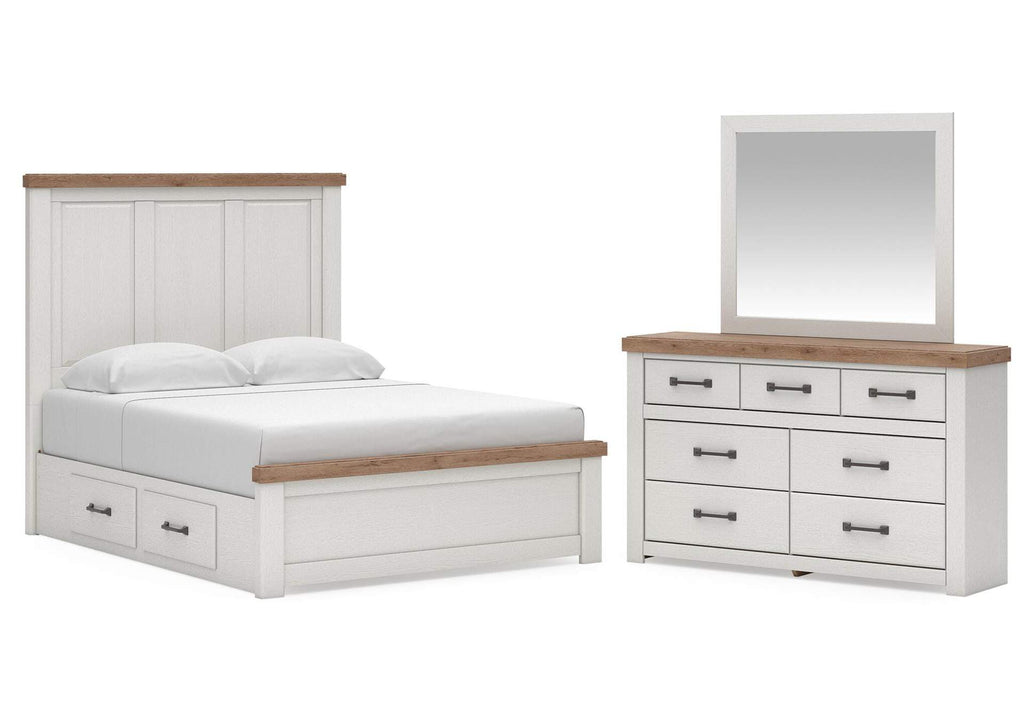 Savonport Queen Panel Bed with Storage, Dresser and Mirror
