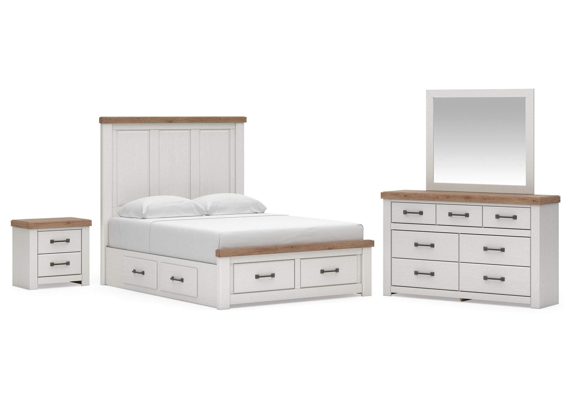 Savonport King Panel Storage Bed. Dresser, Mirror and Nightstand