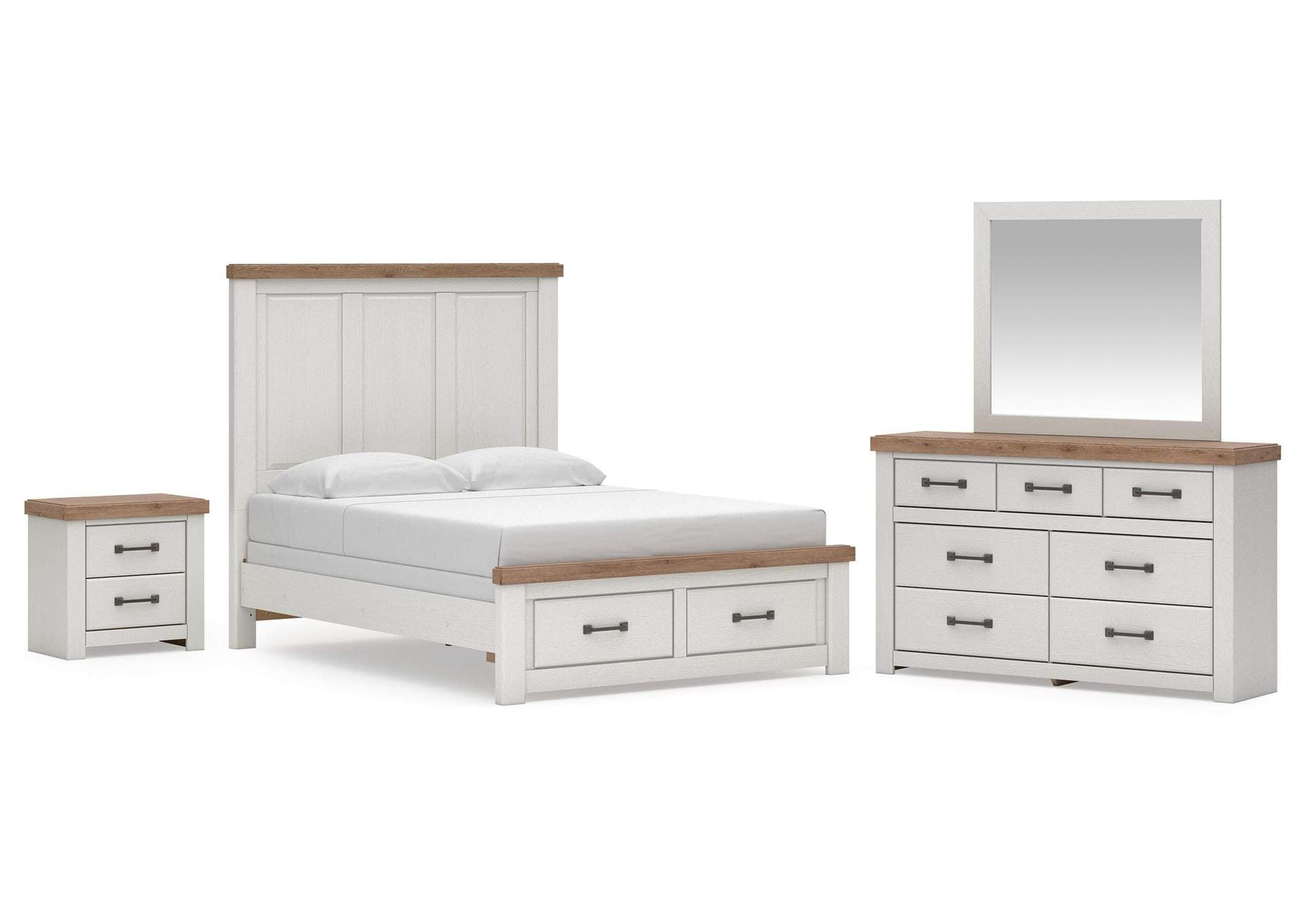 Savonport Queen Panel Storage Bed. Dresser, Mirror and Nightstand