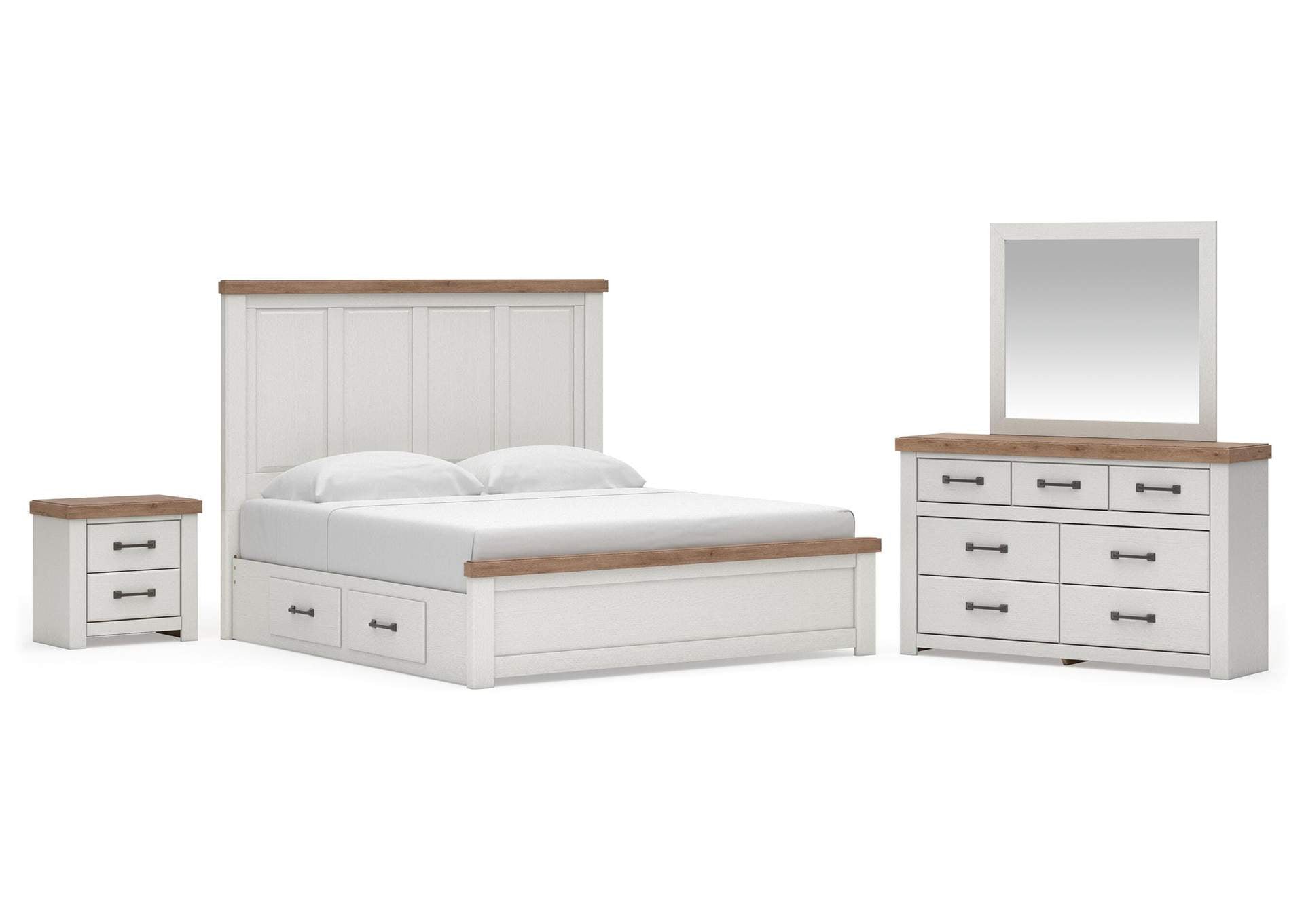 Savonport King Panel Bed with Storage. Dresser, Mirror and Nightstand