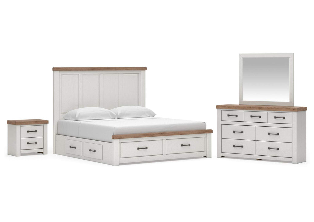 Savonport King Panel Storage Bed. Dresser, Mirror and Nightstand