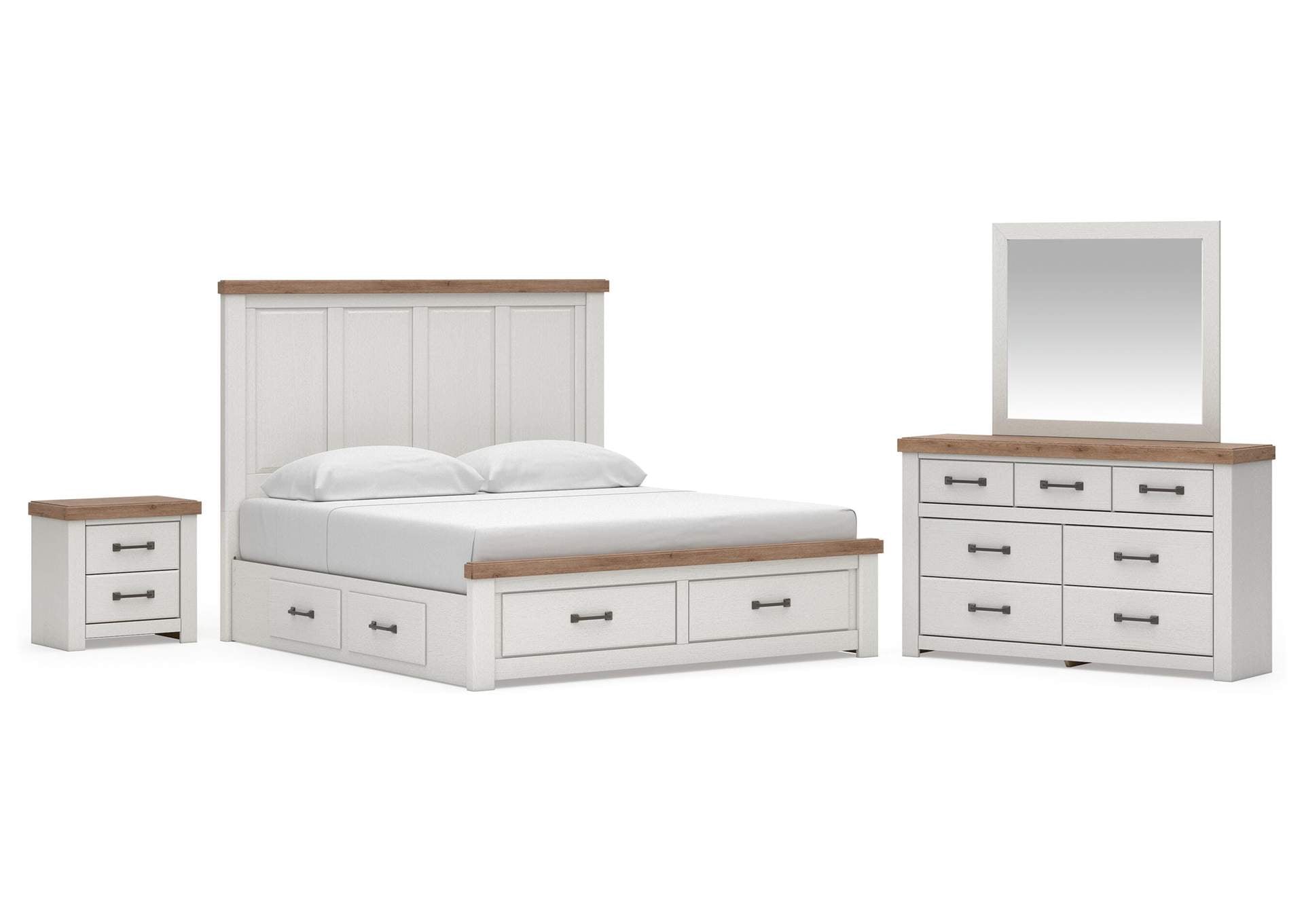 Savonport King Panel Storage Bed. Dresser, Mirror and Nightstand