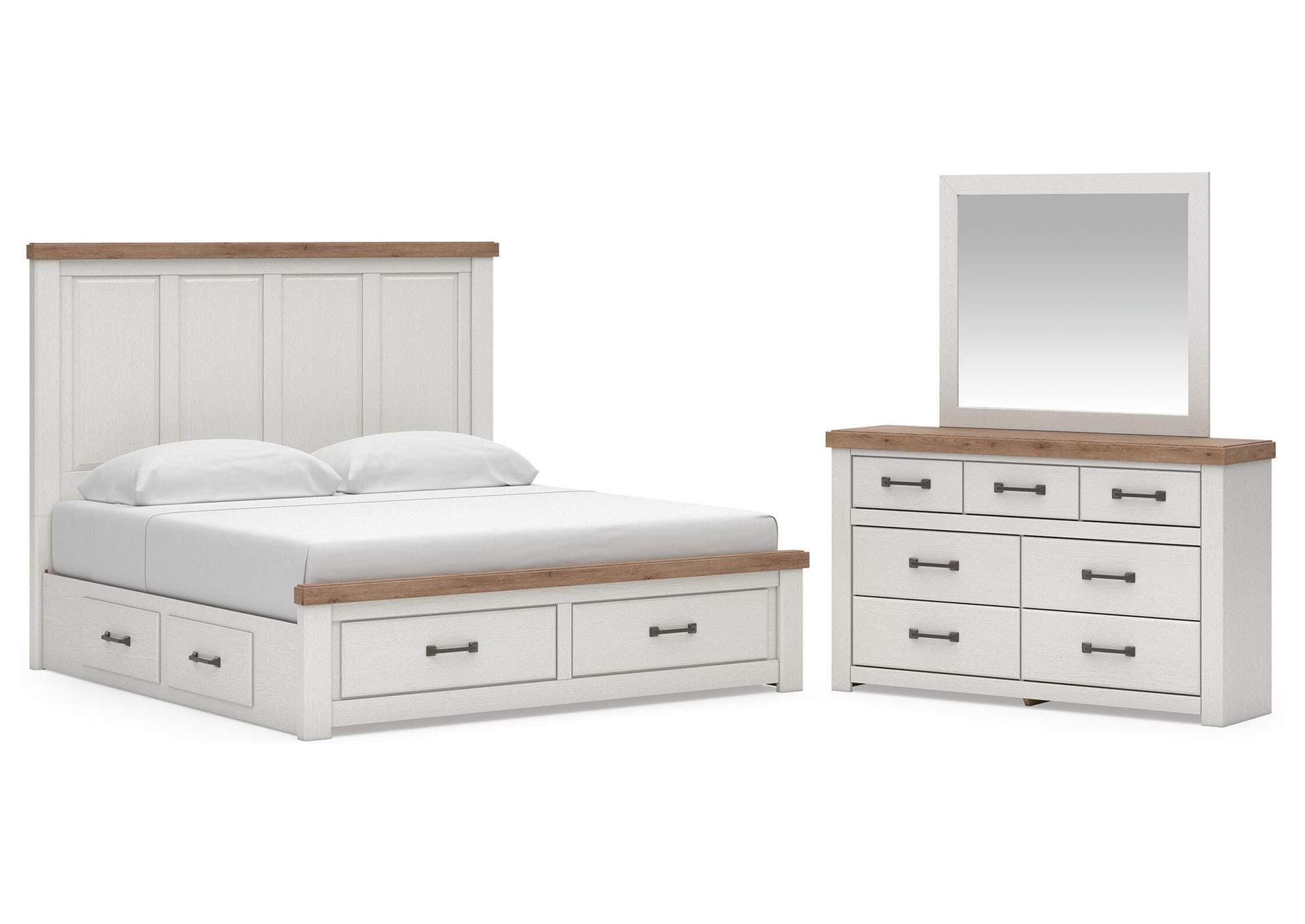 Savonport King Panel Storage Bed, Dresser and Mirror