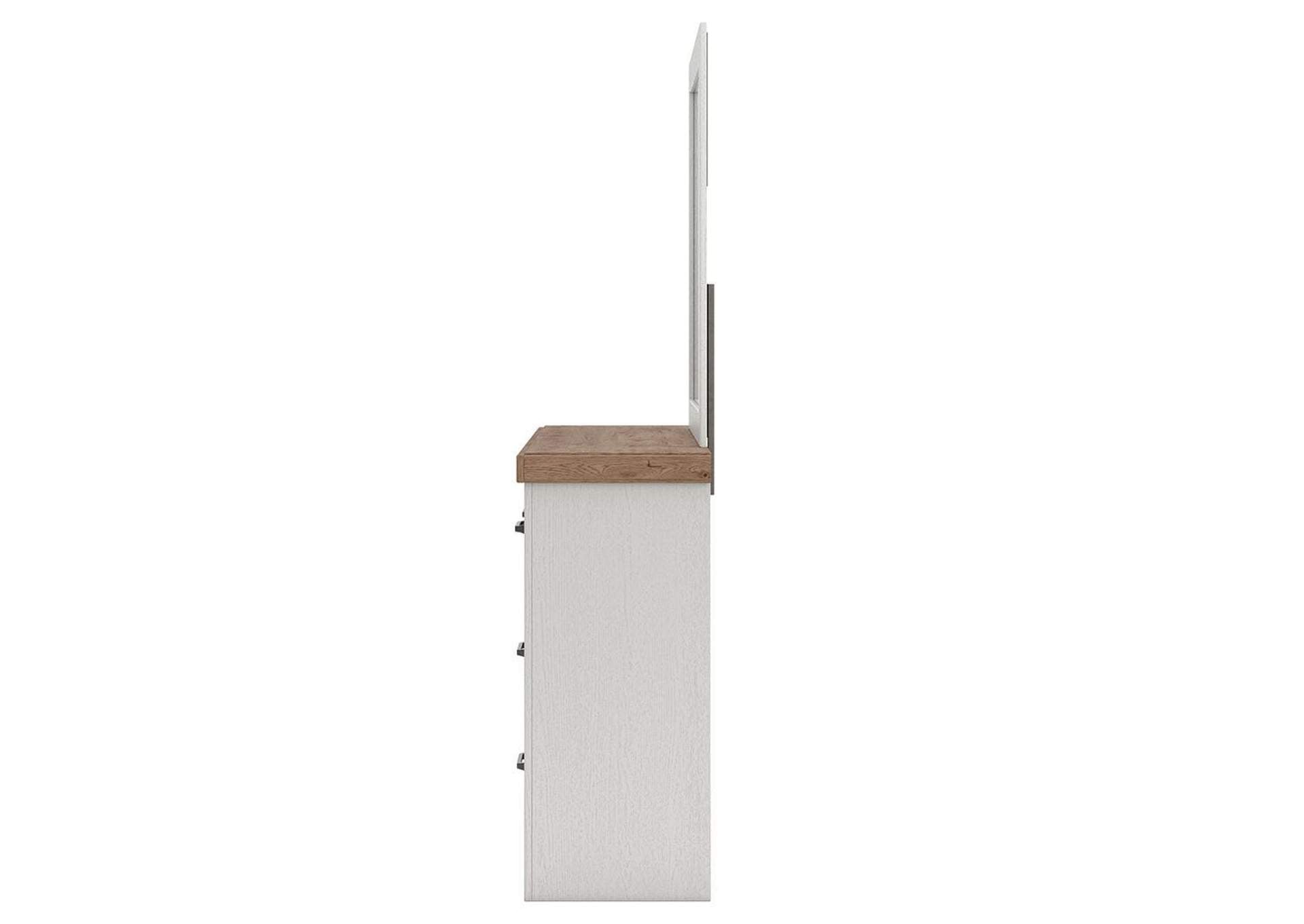Savonport Full Panel Storage Bed. Dresser, Mirror and Nightstand side view