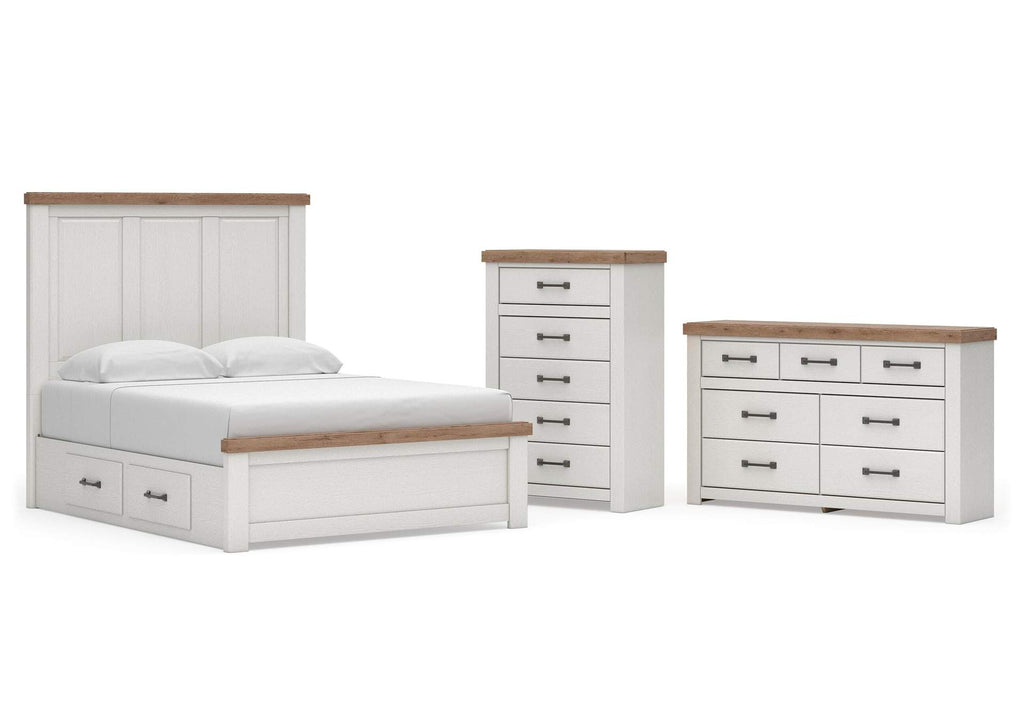 Savonport Queen Panel Bed with Storage, Dresser and Chest
