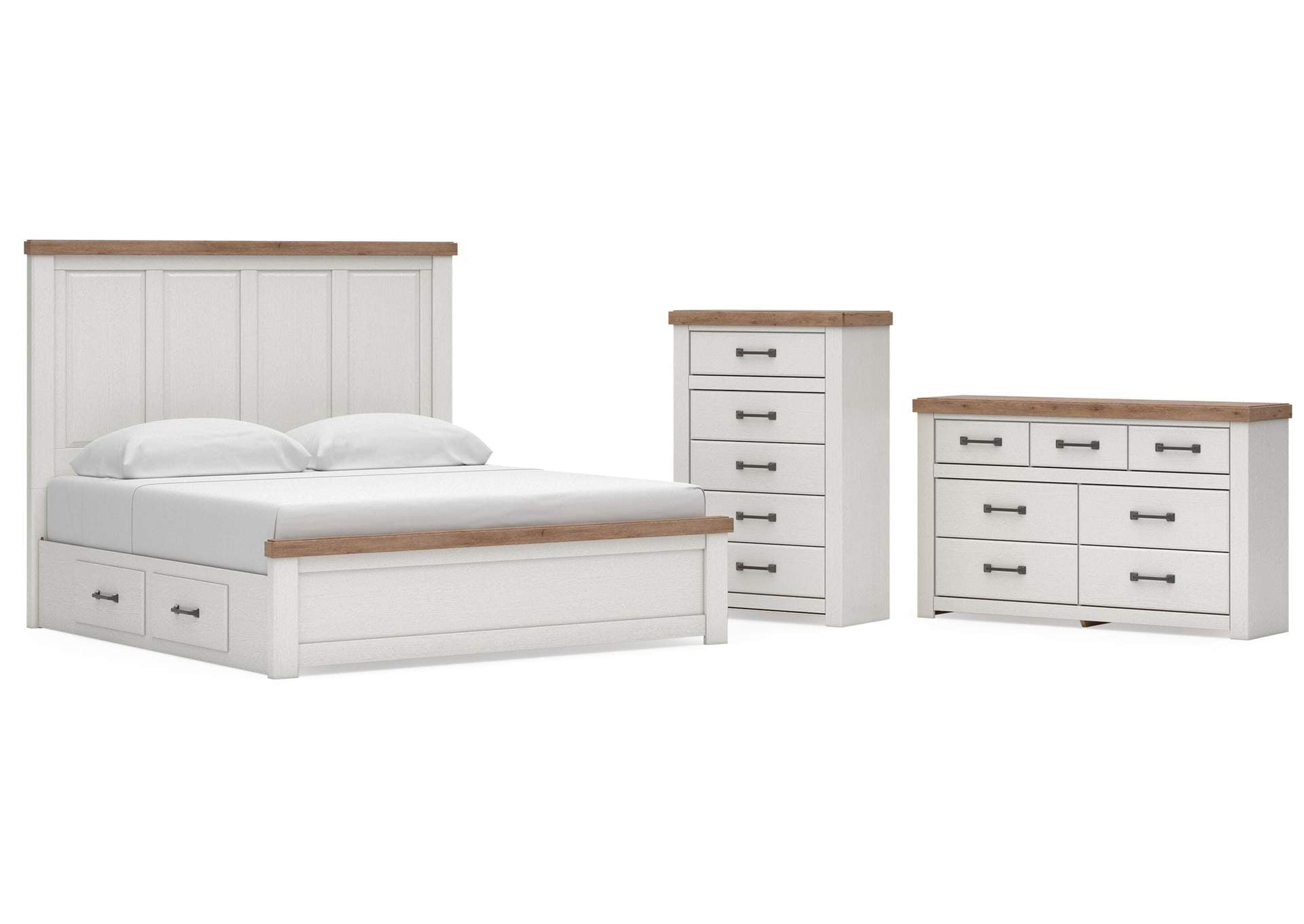 Savonport King Panel Bed with Storage, Dresser and Chest