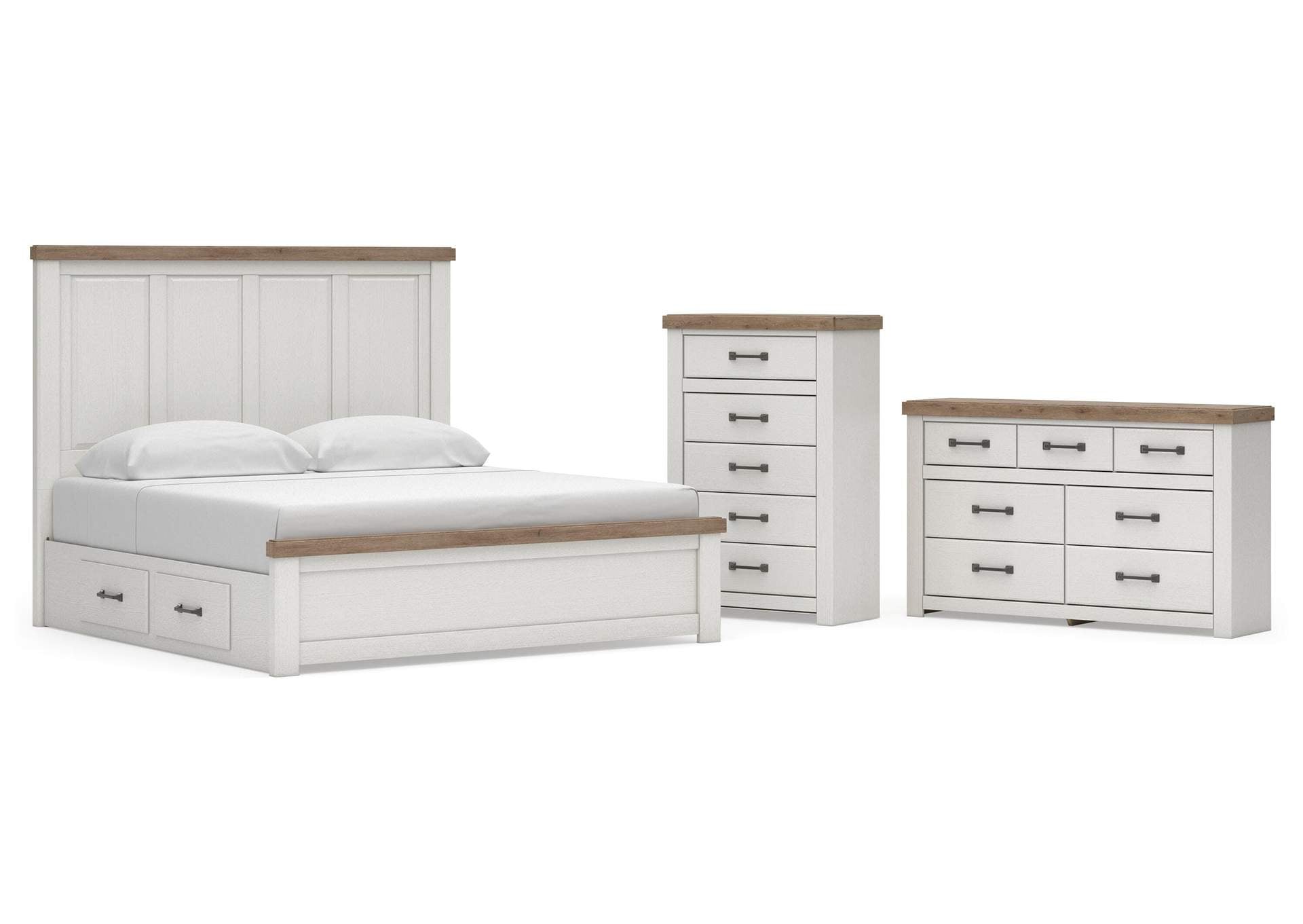 Savonport King Panel Bed with Storage, Dresser and Chest