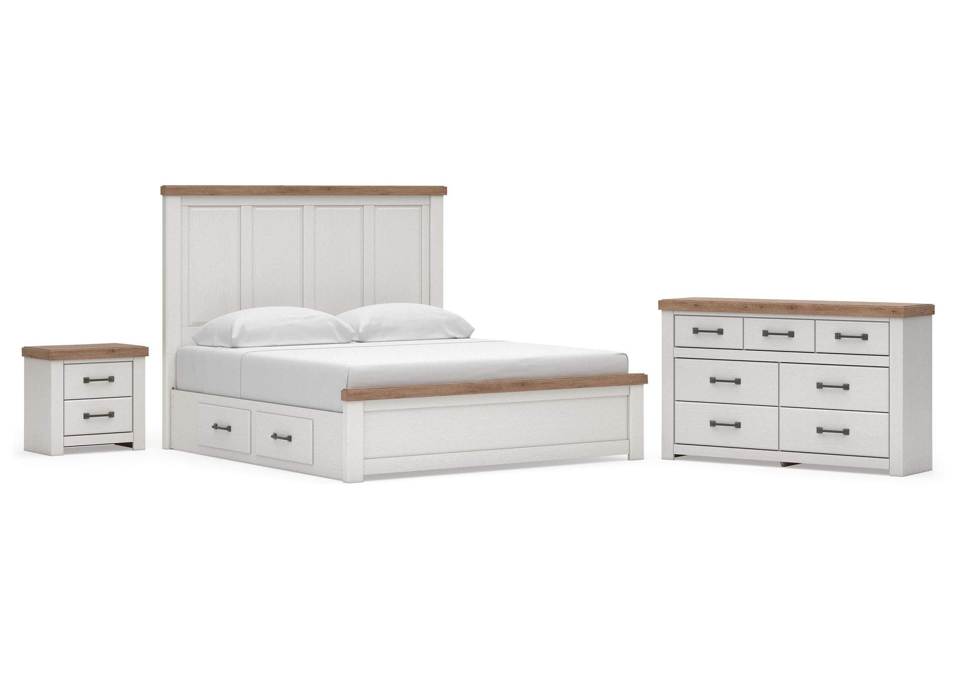 Savonport King Panel Bed with Storage, Dresser and Nightstand