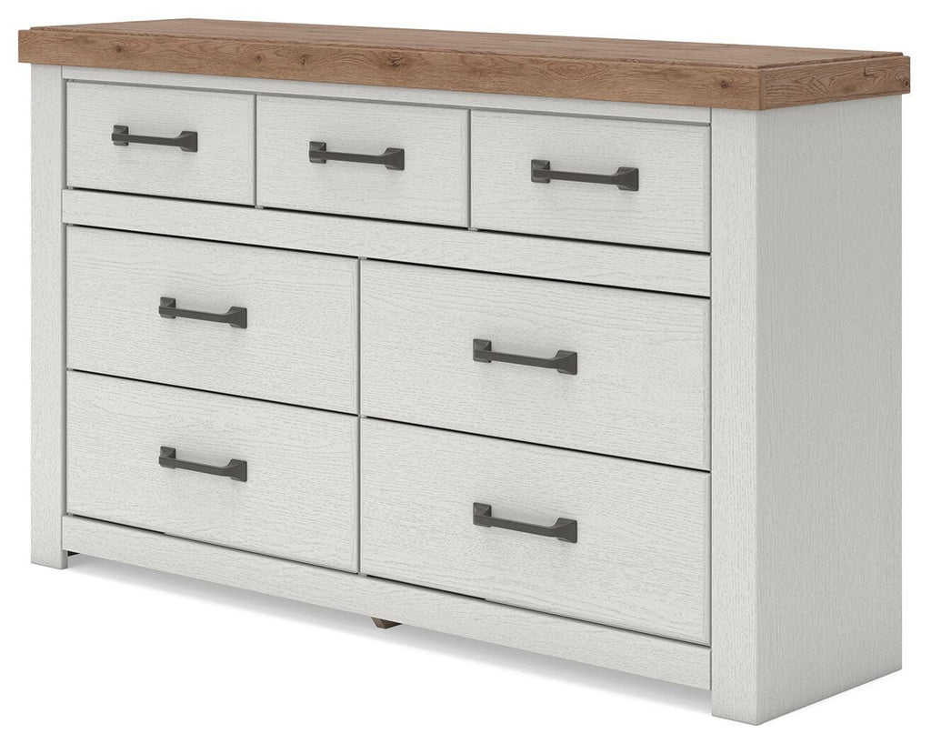 Savonport Dresser in White/Brown, angle view