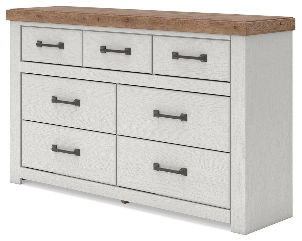 Savonport Dresser in White/Brown, angle view