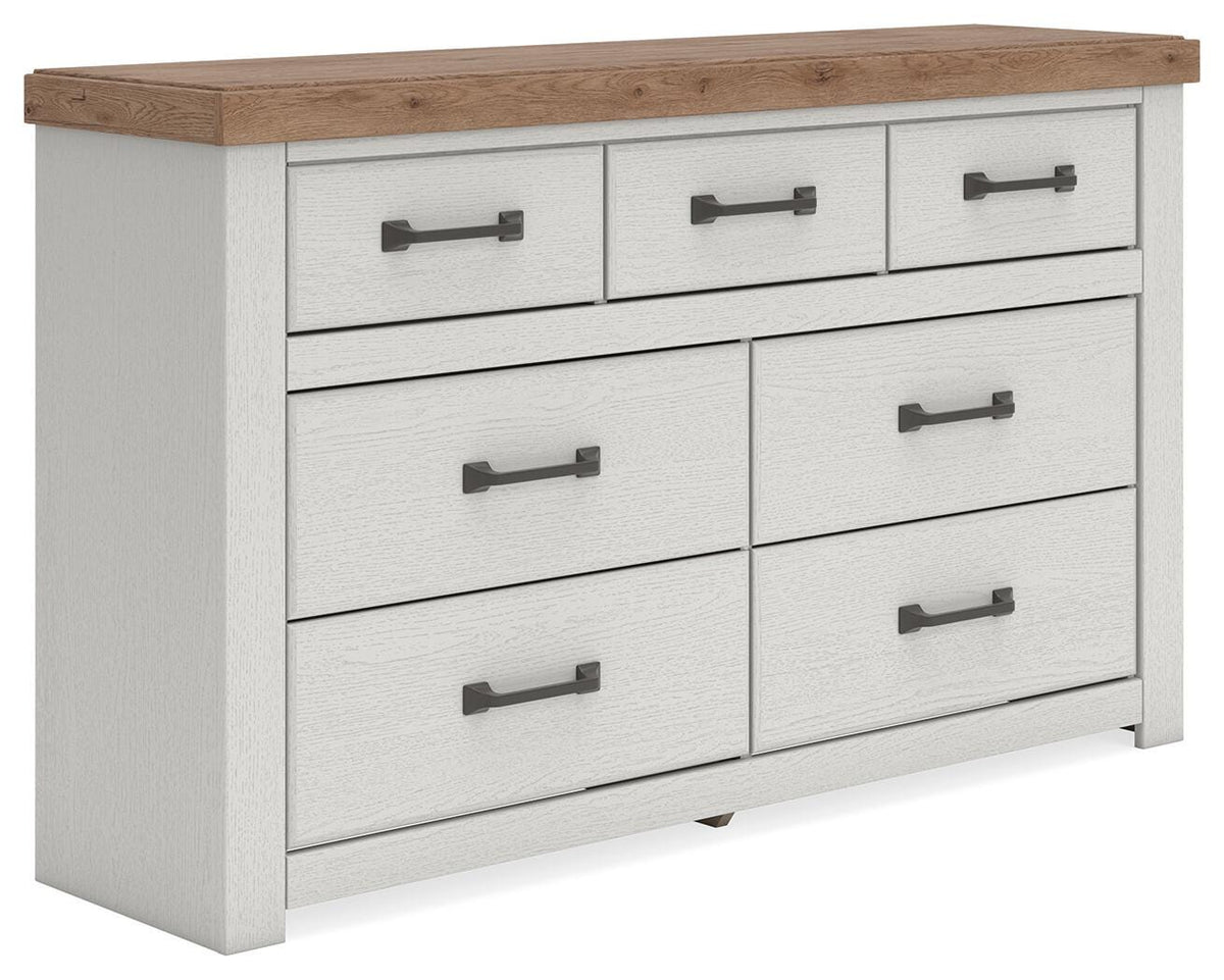 Savonport Dresser in White/Brown, angle view