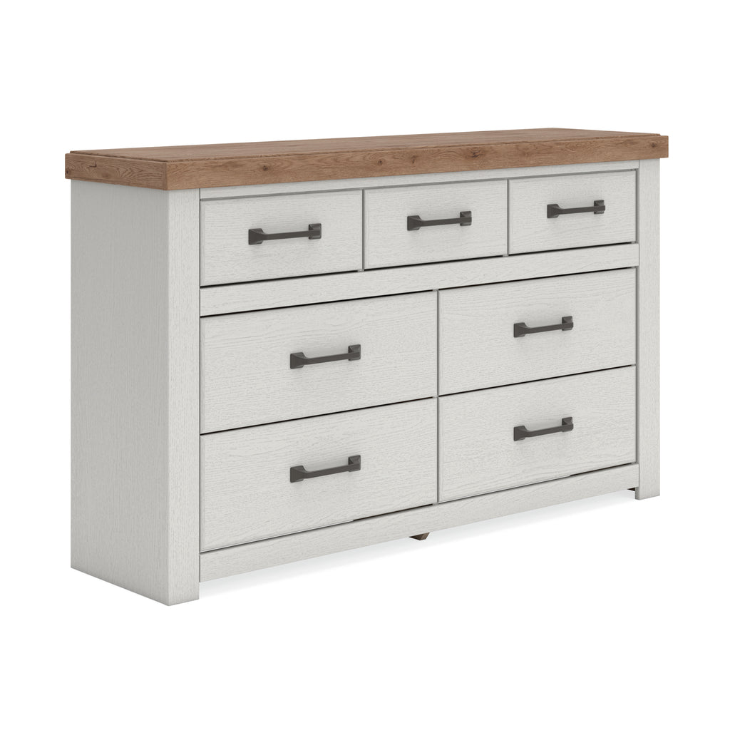 Savonport Dresser in White/Brown, angle view