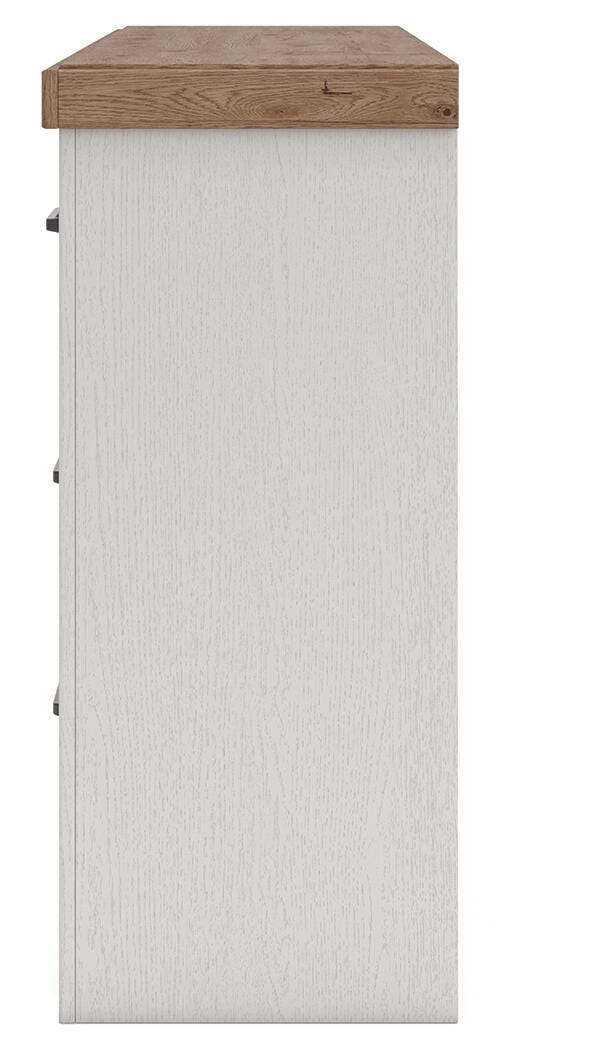 Savonport Dresser in White/Brown, alternate side view