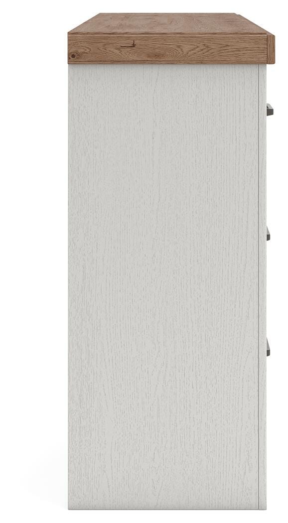 Savonport Dresser in White/Brown, side view