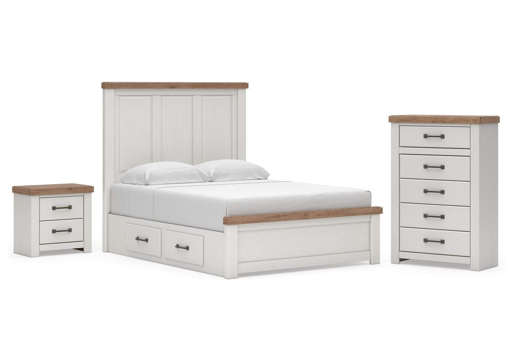 Savonport Queen Panel Bed with Storage, Chest and Nightstand