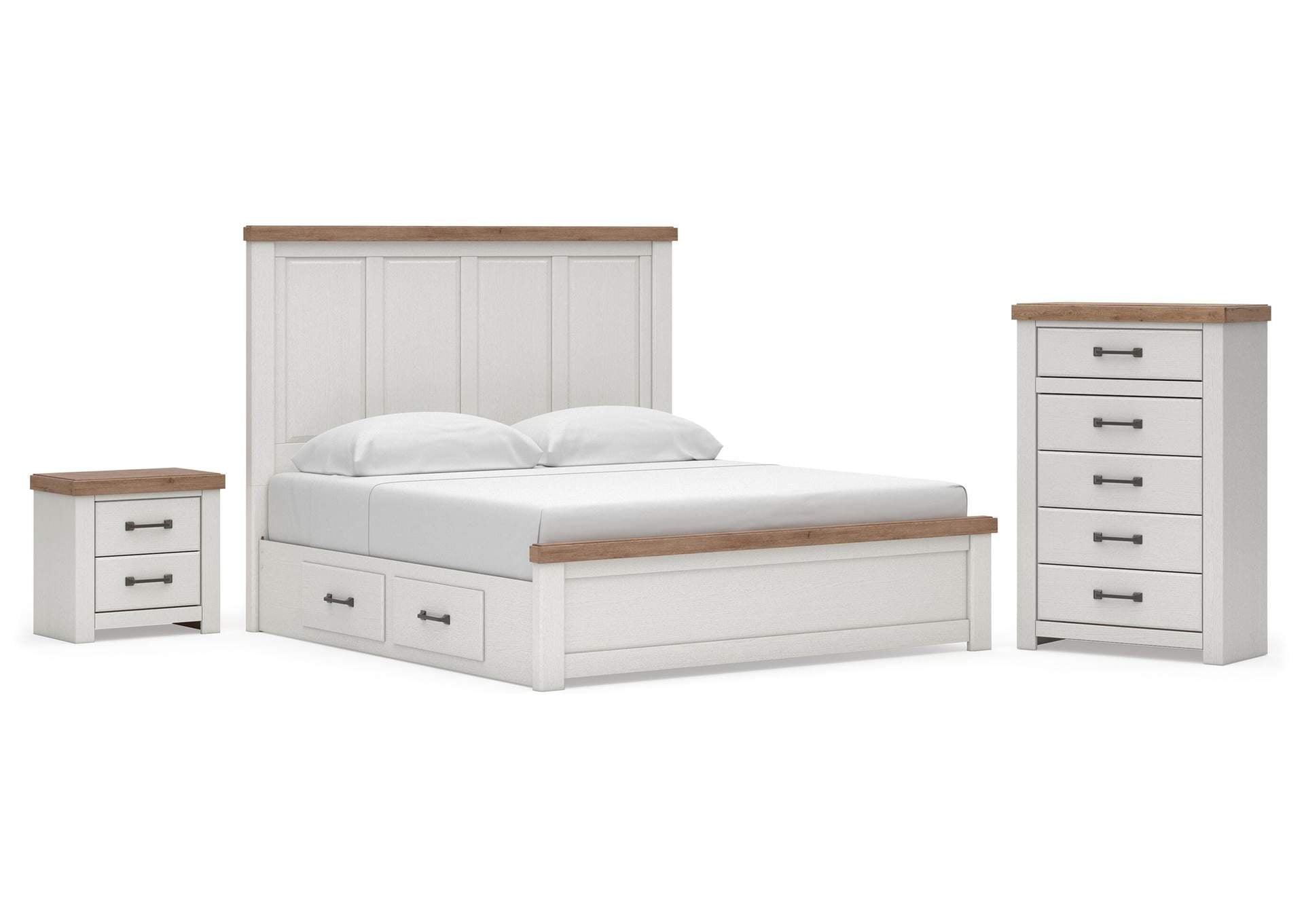 Savonport King Panel Bed with Storage, Chest and Nightstand