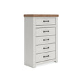 Savonport Chest of Drawers in White/Brown, angle view