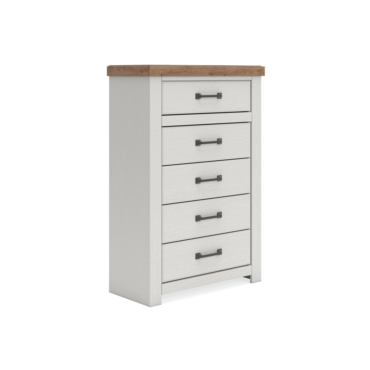 Savonport Chest of Drawers in White/Brown, angle view