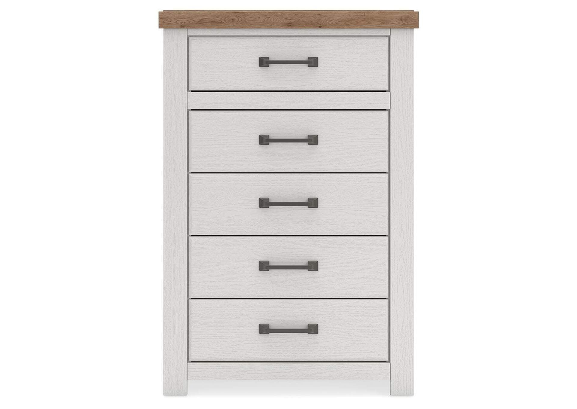 Savonport Twin Panel Storage Bed, Dresser and Chest front view