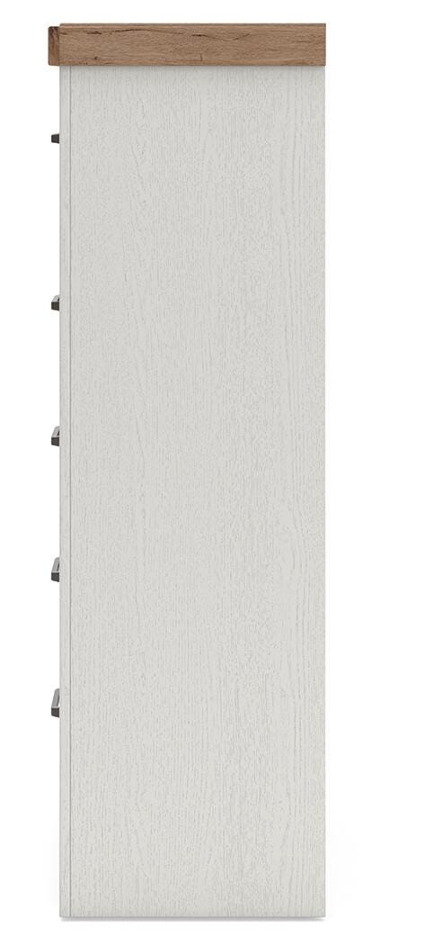 Savonport Chest of Drawers in White/Brown, alternate side view