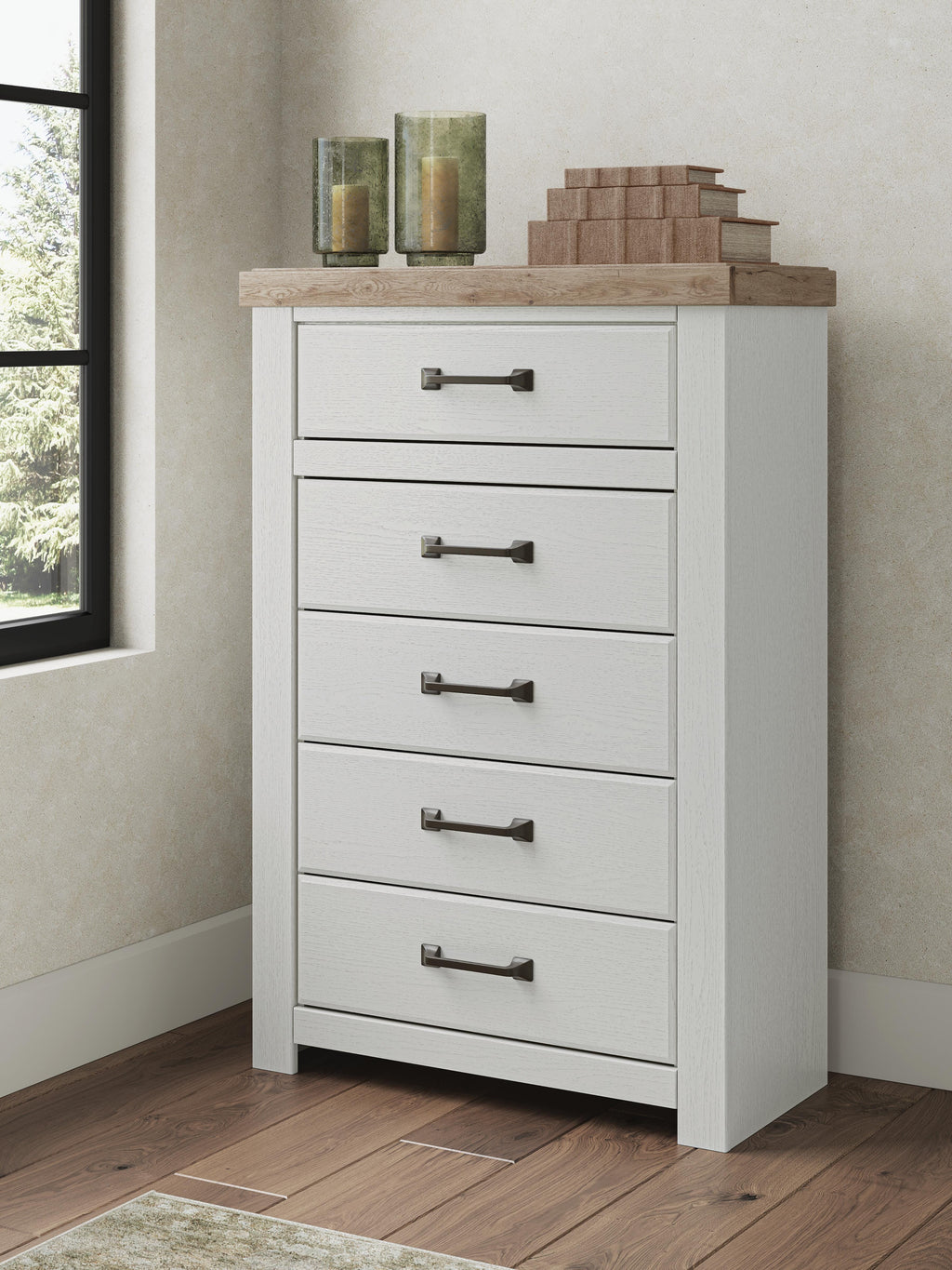 Savonport Chest of Drawers in White/Brown, alternate view 3