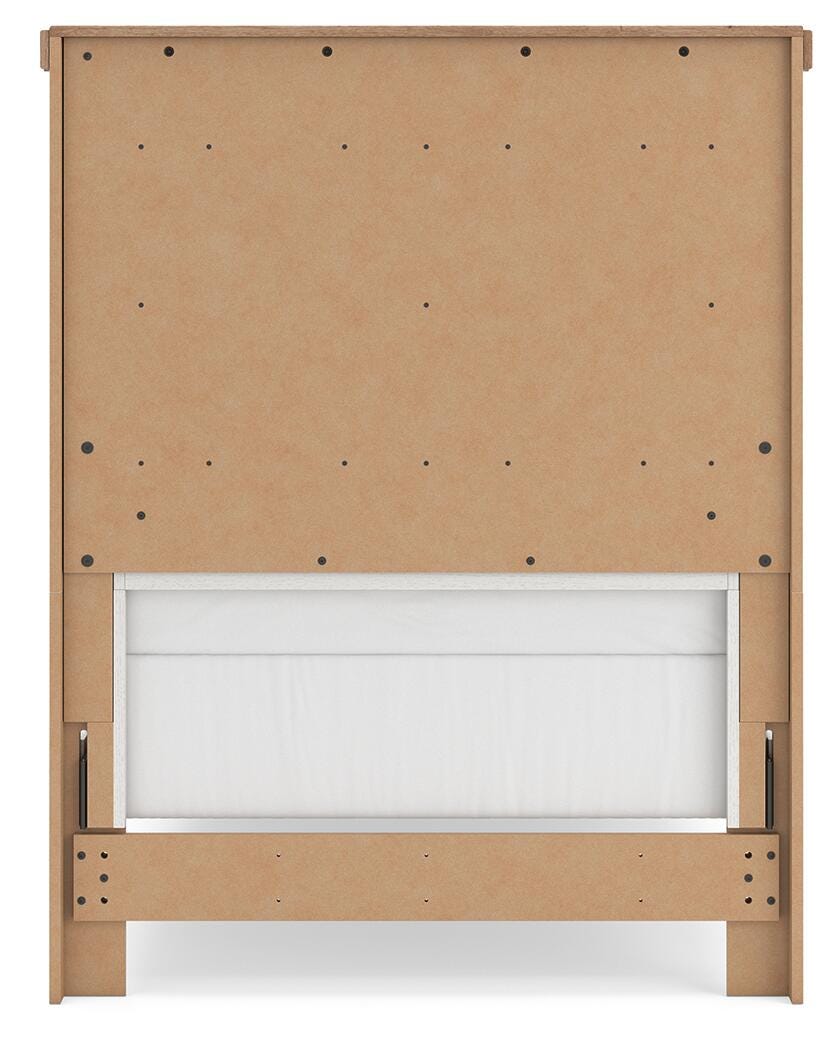 Savonport Twin Panel Bed in White/Brown, back view