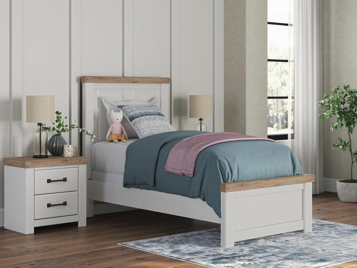 Savonport Twin Panel Bed in White/Brown, alternate view 2