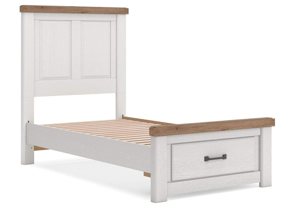 Savonport Twin Panel Storage Bed, Dresser and Mirror angled view