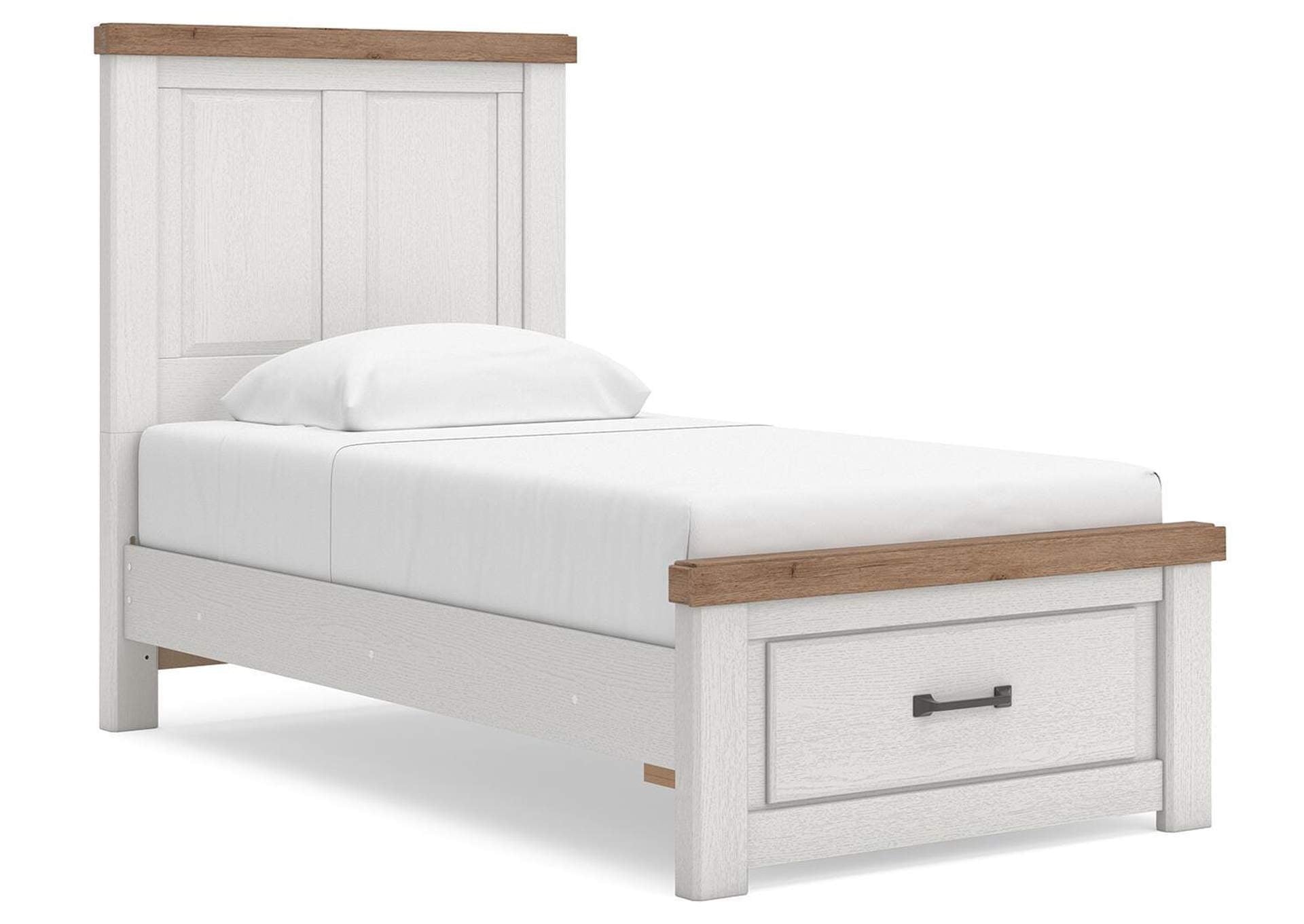 Savonport Twin Panel Storage Bed, Dresser and Mirror angled view