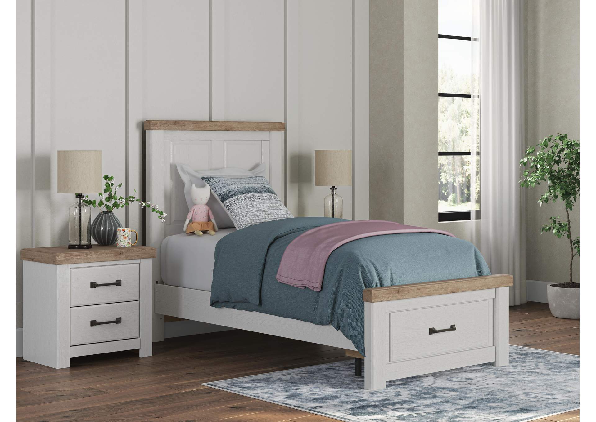 Savonport Twin Panel Storage Bed, Dresser and Nightstand
