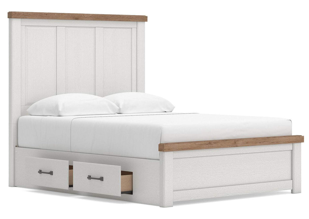 Savonport Queen Panel Bed with Storage. Dresser, Mirror and Nightstand angled view