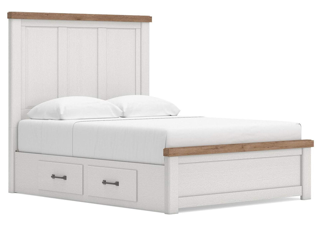 Savonport Queen Panel Bed with Storage, Dresser, Mirror and Chest angled view