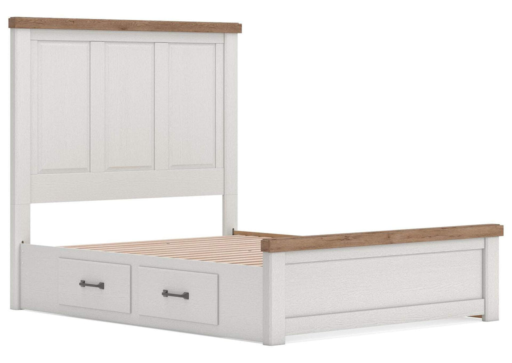 Savonport Queen Panel Bed with Storage, Dresser and Mirror angled view