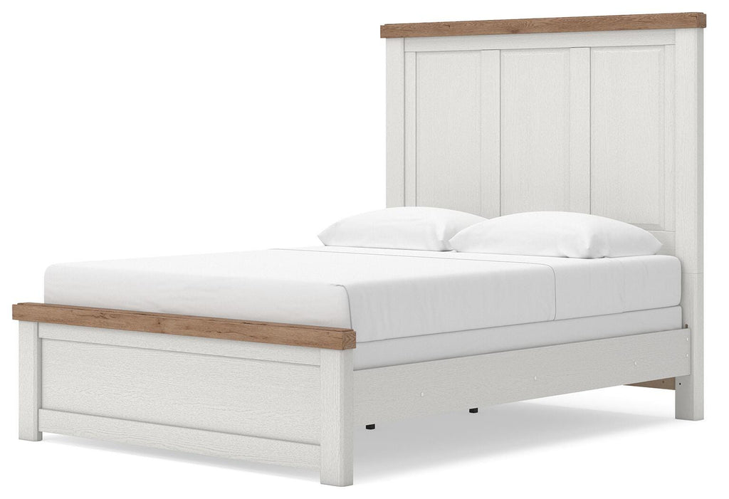 Savonport Queen Panel Bed in White/Brown, angle view