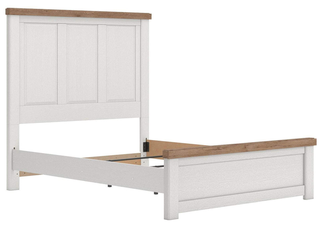 Savonport Queen Panel Bed. Dresser, Mirror and Nightstand angled view