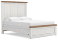 Savonport Queen Panel Bed in White/Brown, angle view