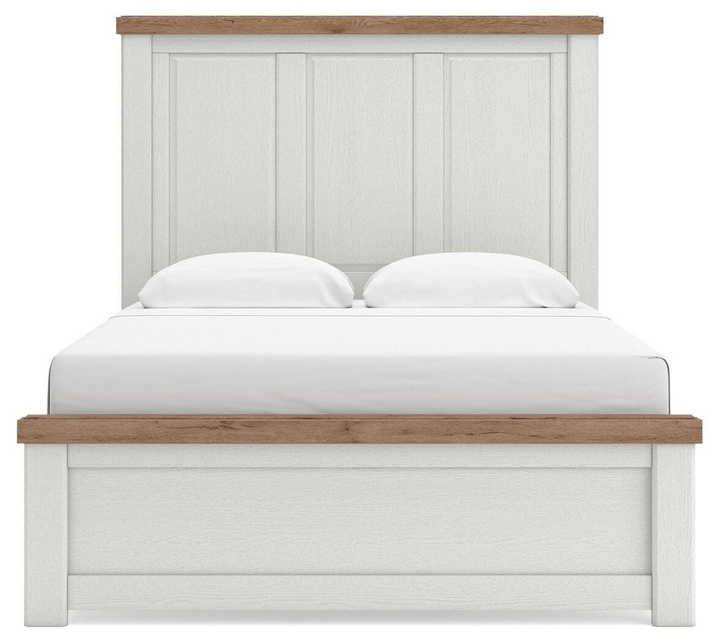 Savonport Queen Panel Bed in White/Brown, front view