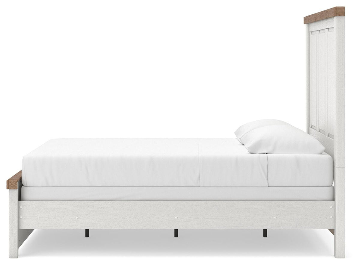 Savonport Queen Panel Bed in White/Brown, alternate side view