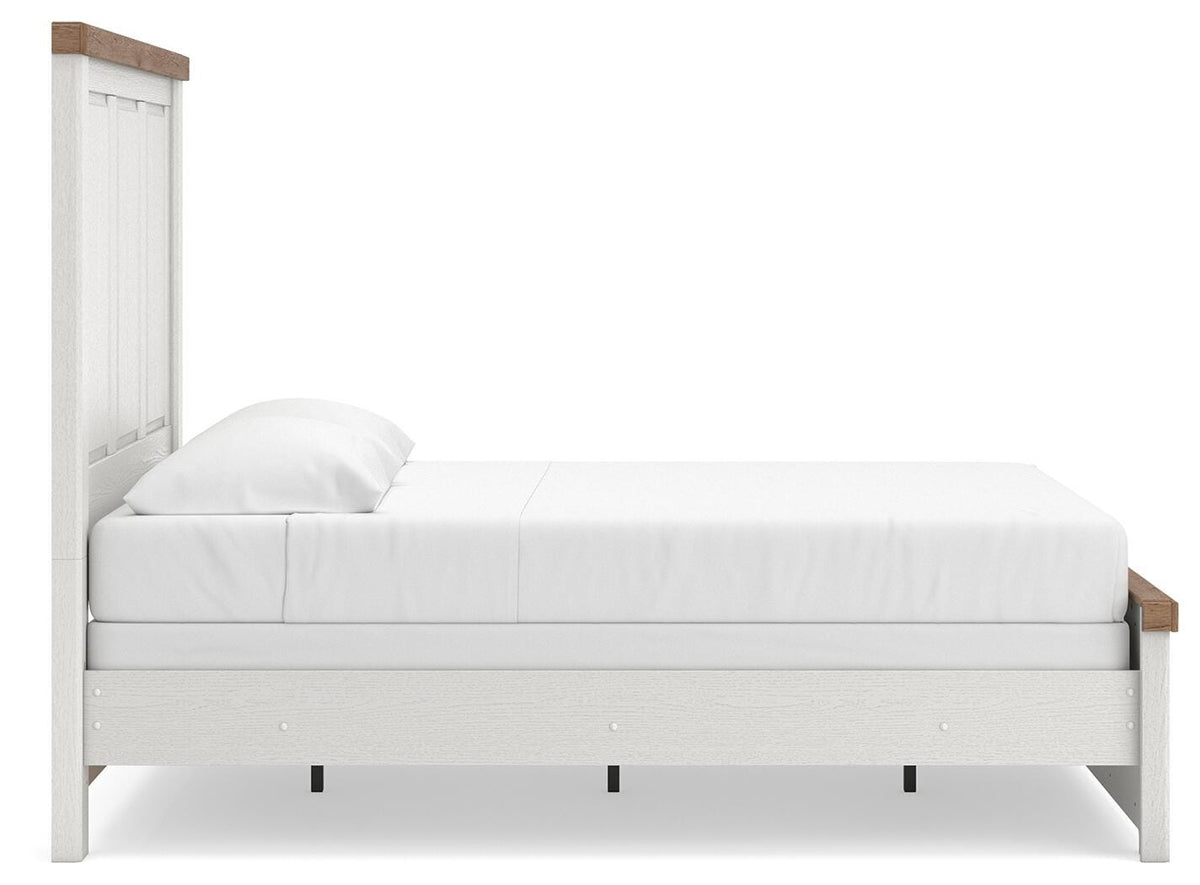 Savonport Queen Panel Bed in White/Brown, side view