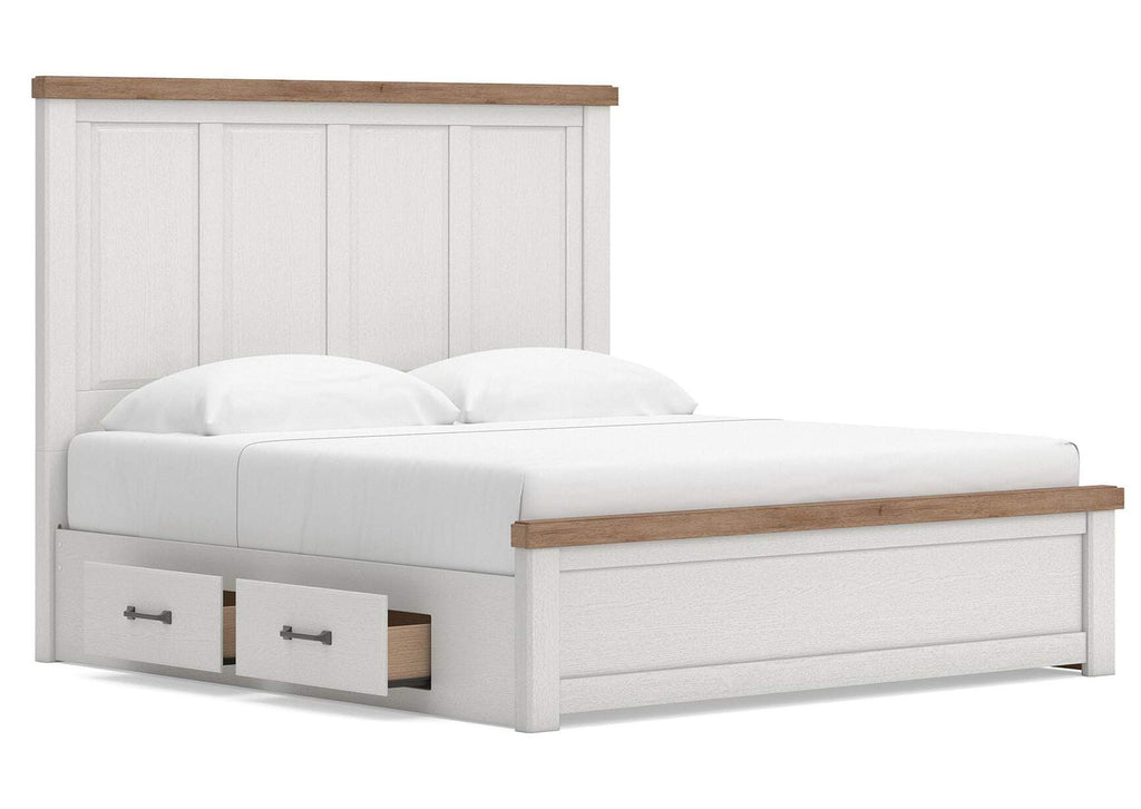 Savonport King Panel Bed with Storage, Dresser and Nightstand angled view