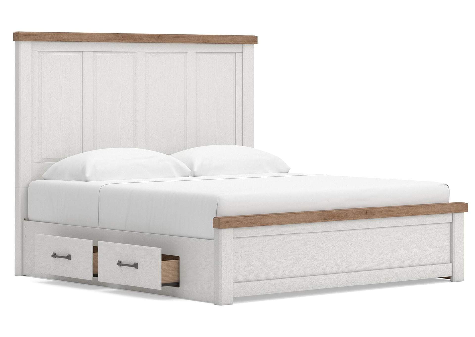 Savonport King Panel Bed with Storage, Dresser and Nightstand angled view