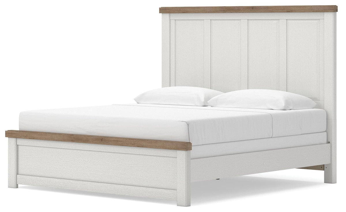 Savonport King Panel Bed in White/Brown, angle view