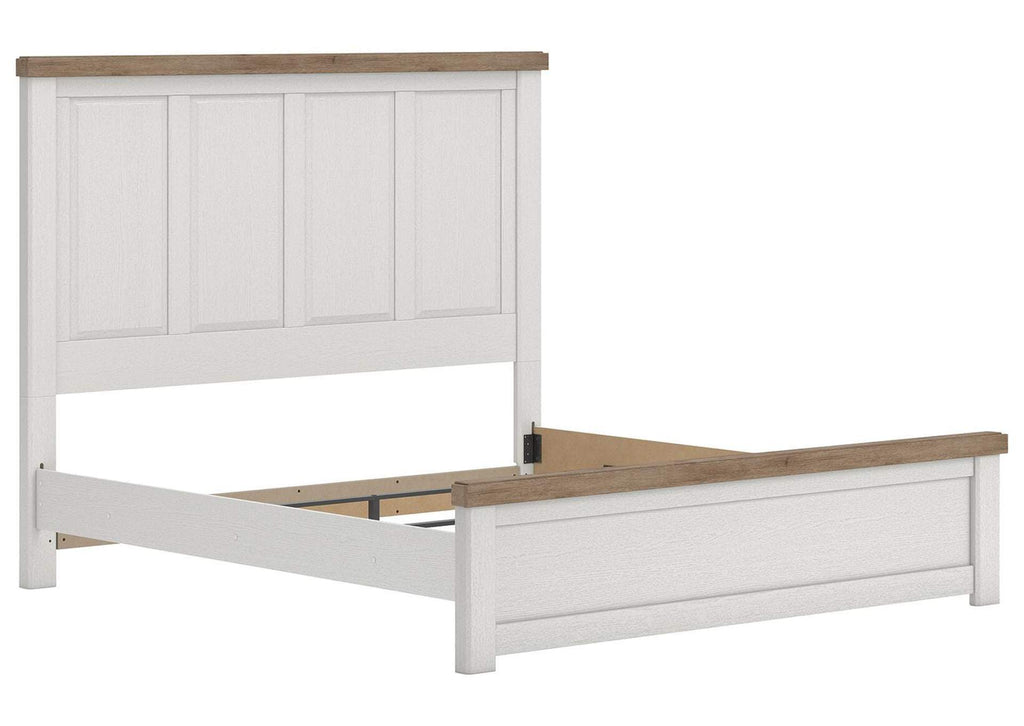 Savonport King Panel Bed. Dresser, Mirror and Nightstand angled view