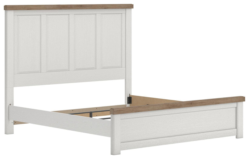 Savonport King Panel Bed in White/Brown, angle view