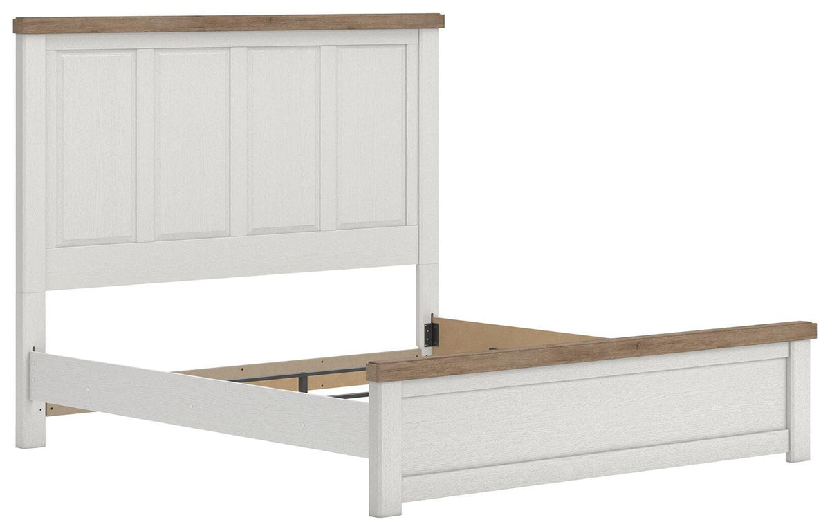 Savonport King Panel Bed in White/Brown, angle view