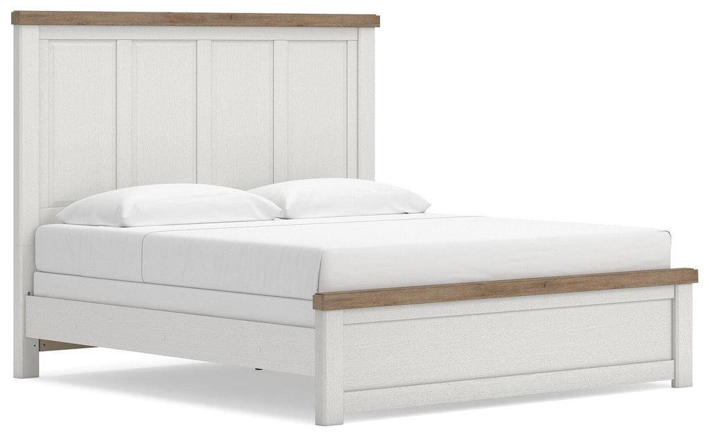 Savonport King Panel Bed in White/Brown, angle view