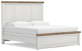 Savonport King Panel Bed in White/Brown, angle view