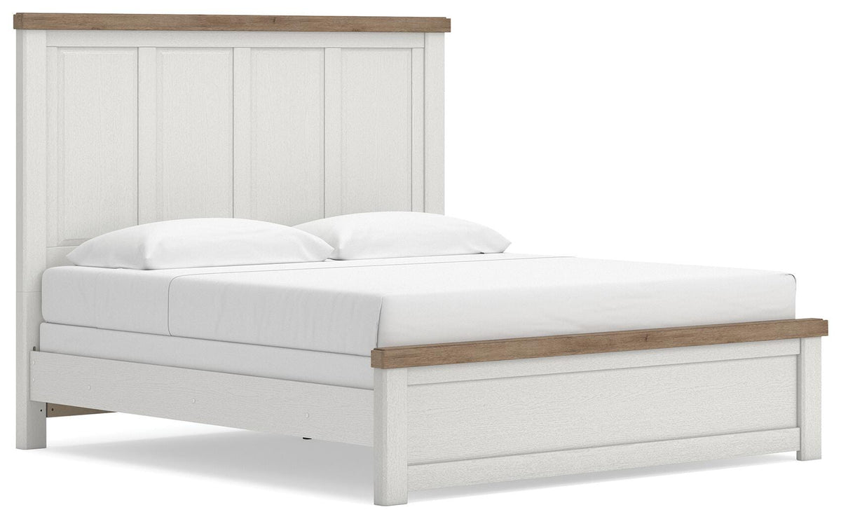 Savonport King Panel Bed in White/Brown, angle view