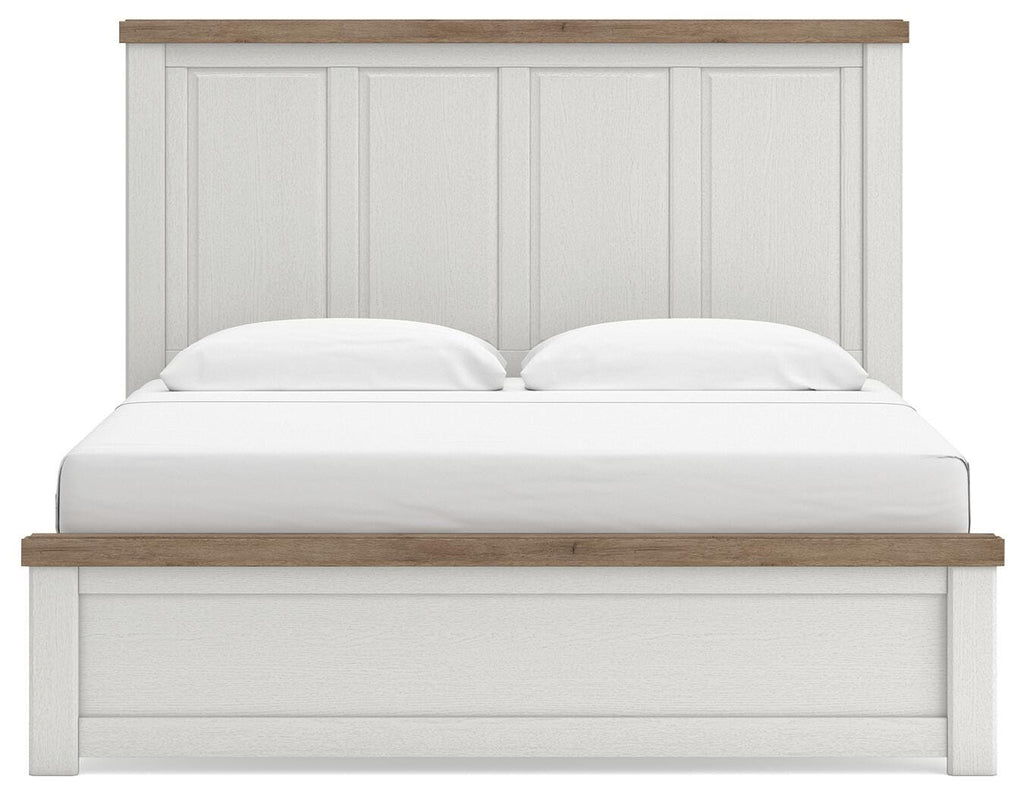 Savonport King Panel Bed in White/Brown, front view